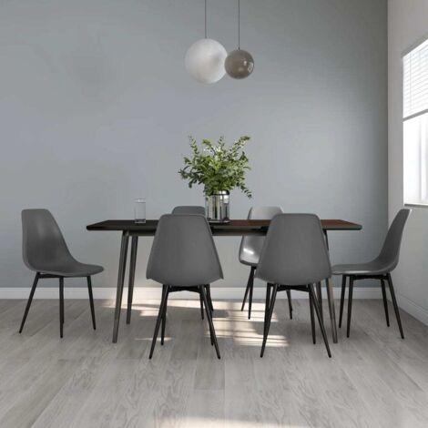 Esszimmerstühle Set von 6 Grau PP