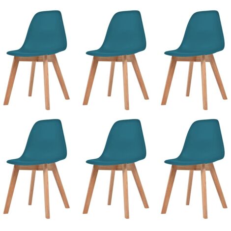 Esszimmerstühle Set von 6 Türkis Kunststoff