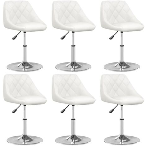Esszimmerstühle Set von 6 Weiß Kunstleder