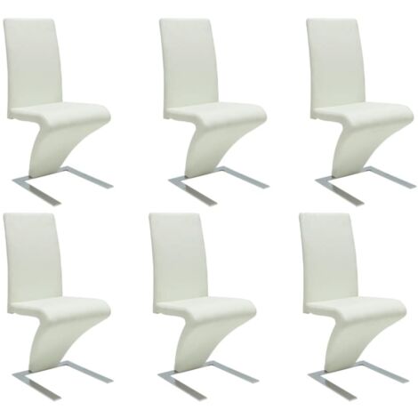 Esszimmerstühle Set von 6 weiß Kunstleder