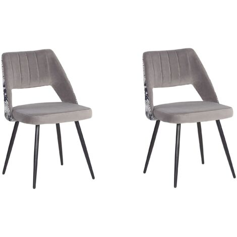 Esszimmerstuhl 2er Set ANSLEY Samtstoff Grau