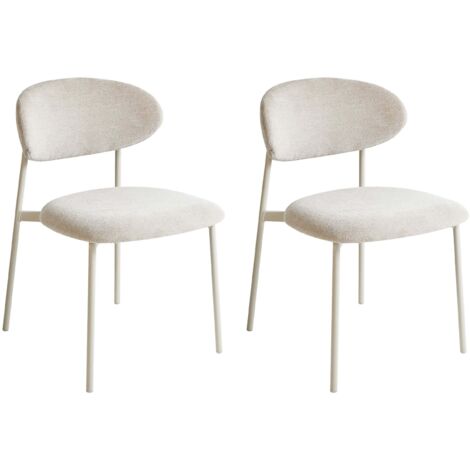 Esszimmerstuhl 2er Set COWLEY Chenillegewebe Hellbeige