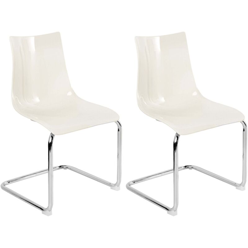 Beliani Esszimmerstuhl 2er Set Cremeweiß Aus Kunststoff Freischwinger Modernes Design Plastikstühle Esszimmer Küche