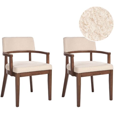 Esszimmerstuhl 2er Set DALBO Bouclé Hellbeige