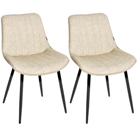 Esszimmerstuhl 2er Set DUBROVNIK Kunstleder Hellbeige