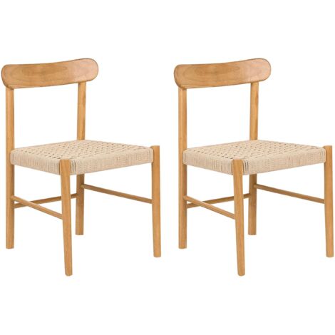 Esszimmerstuhl 2er Set EAGAN Holz Braun / Beige