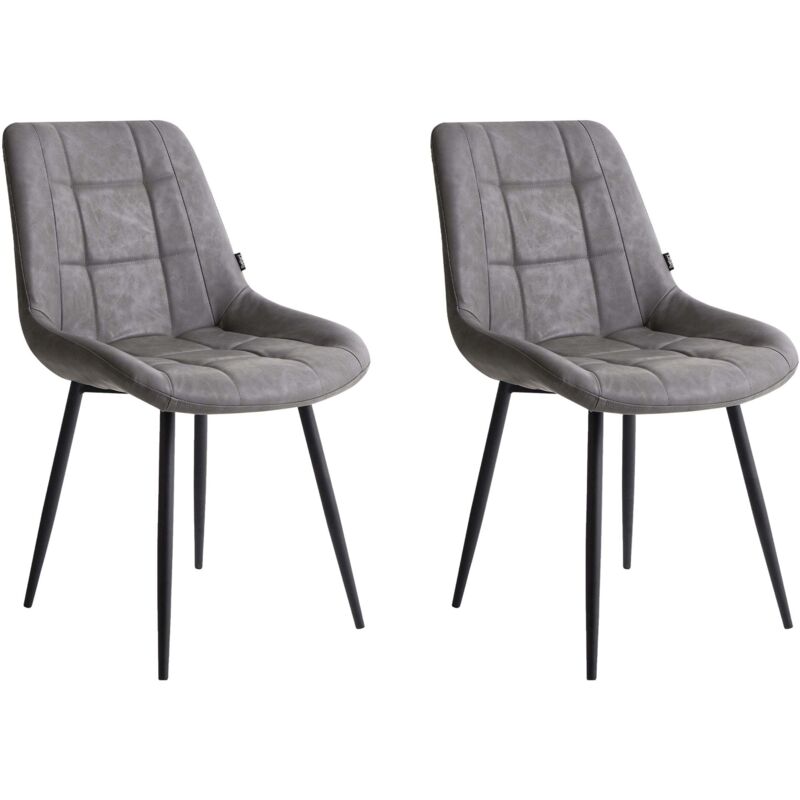Beliani Esszimmerstuhl 2er Set Melrose Kunstleder Grau