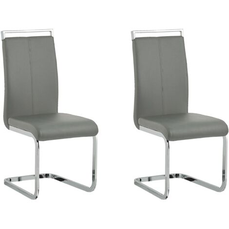 Esszimmerstuhl 2er Set GREEDIN Kunstleder Grau