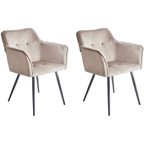 Esszimmerstuhl 2er Set JASMIN Samtstoff Taupe