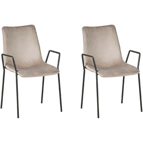 Esszimmerstuhl 2er Set JEFFERSON Samtstoff Taupe
