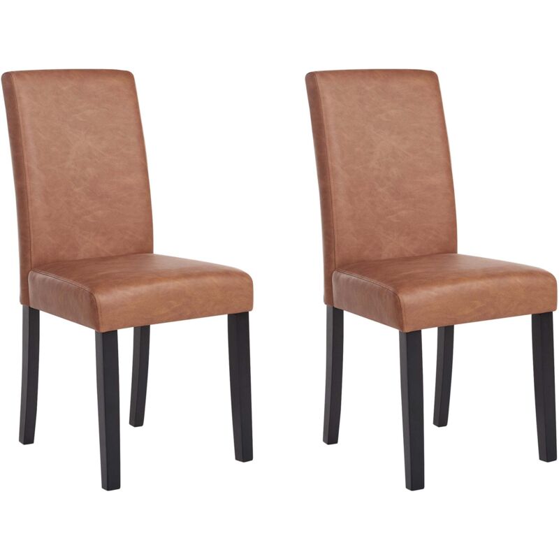 Beliani Esszimmerstuhl 2er Set Broadway Kunstleder Goldbraun