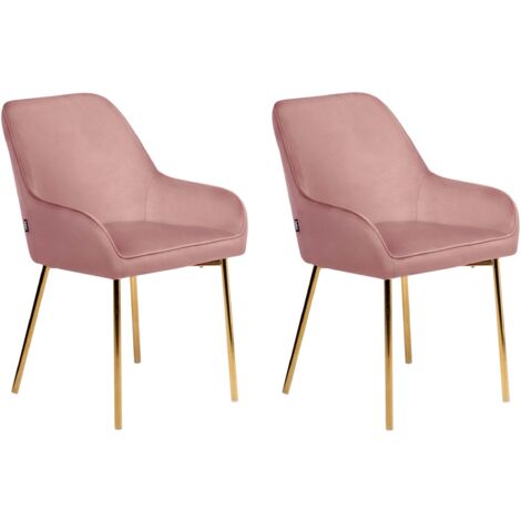 Esszimmerstuhl 2er Set LOVERNA Samtstoff Rosa