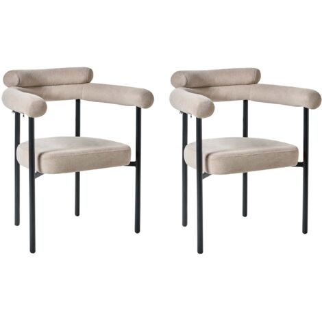 Esszimmerstuhl 2er Set LYNEY Stoff Beige