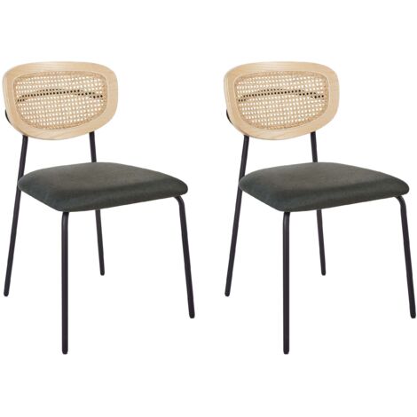 Esszimmerstuhl 2er Set MAYETTA Rattan Dunkelgrün