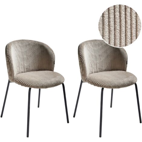 Esszimmerstuhl 2er Set MILES Cord Taupe