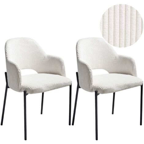 Esszimmerstuhl 2er Set RATON Cord Cremeweiß