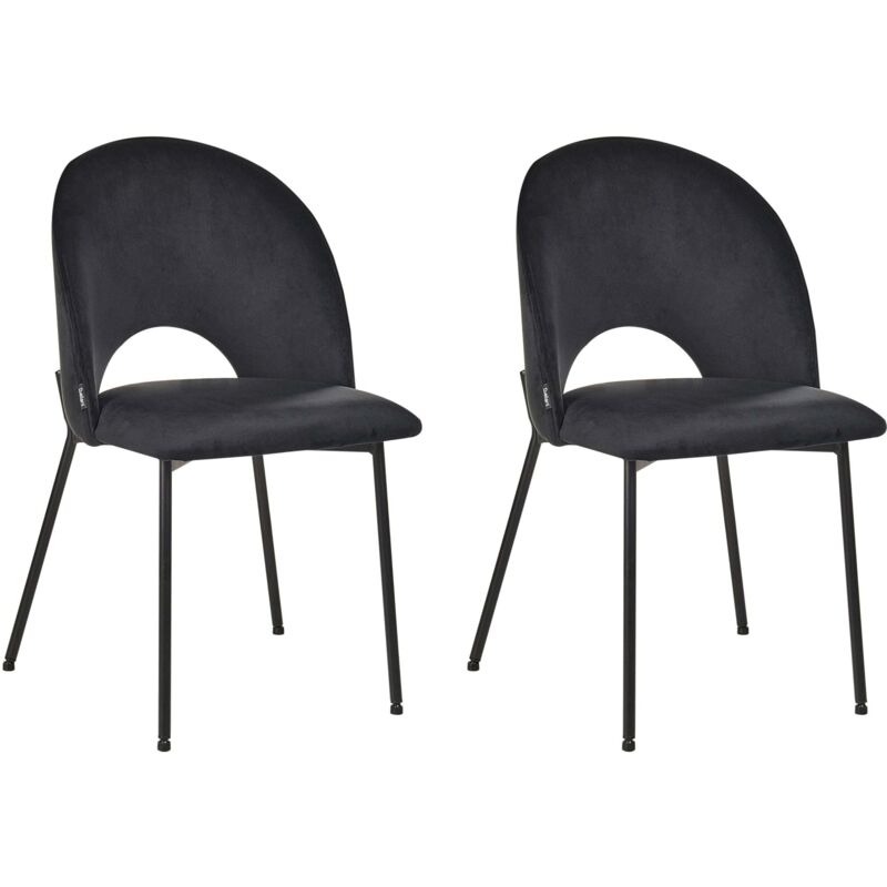 Beliani Esszimmerstuhl 2er Set Covelo Samtstoff Schwarz
