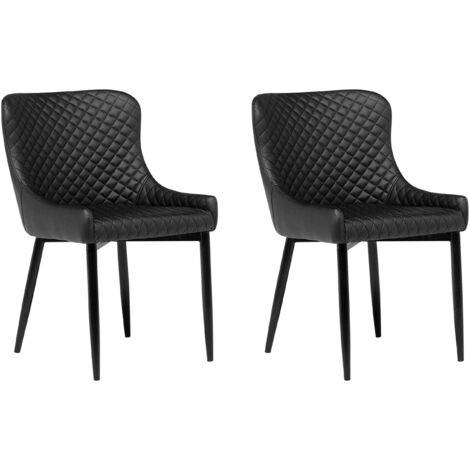 Esszimmerstuhl 2er Set SOLANO Kunstleder Schwarz