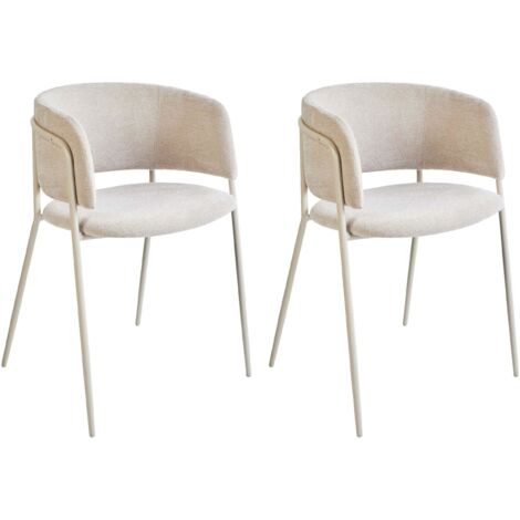 Esszimmerstuhl 2er Set SPRINGER Chenillegewebe Hellbeige