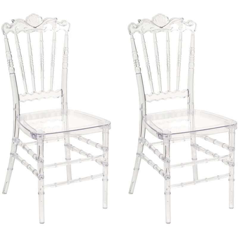 Beliani Esszimmerstuhl 2er Set Transparent Aus Kunststoff Vintage Stil Bankettstuhl Für Esszimmer Küche