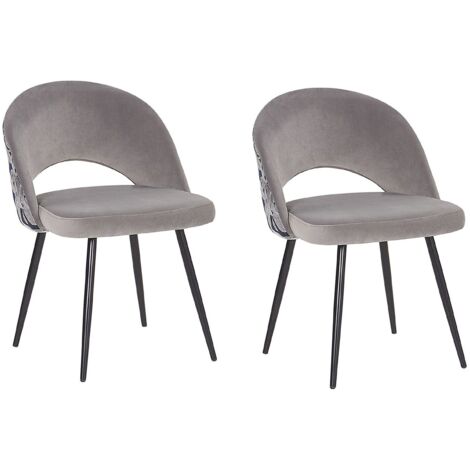 Esszimmerstuhl 2er Set VIVIAN Samtstoff Grau
