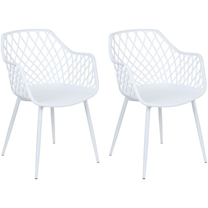 Beliani - Lot de 2 Chaises de Repas en Matière Synthétique Blanches Treillis Ajouré Nashua ii