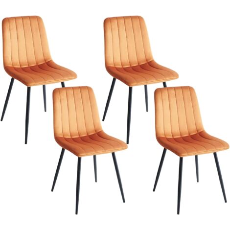 Esszimmerstuhl 4er Set KALISPELL Samtstoff Orange