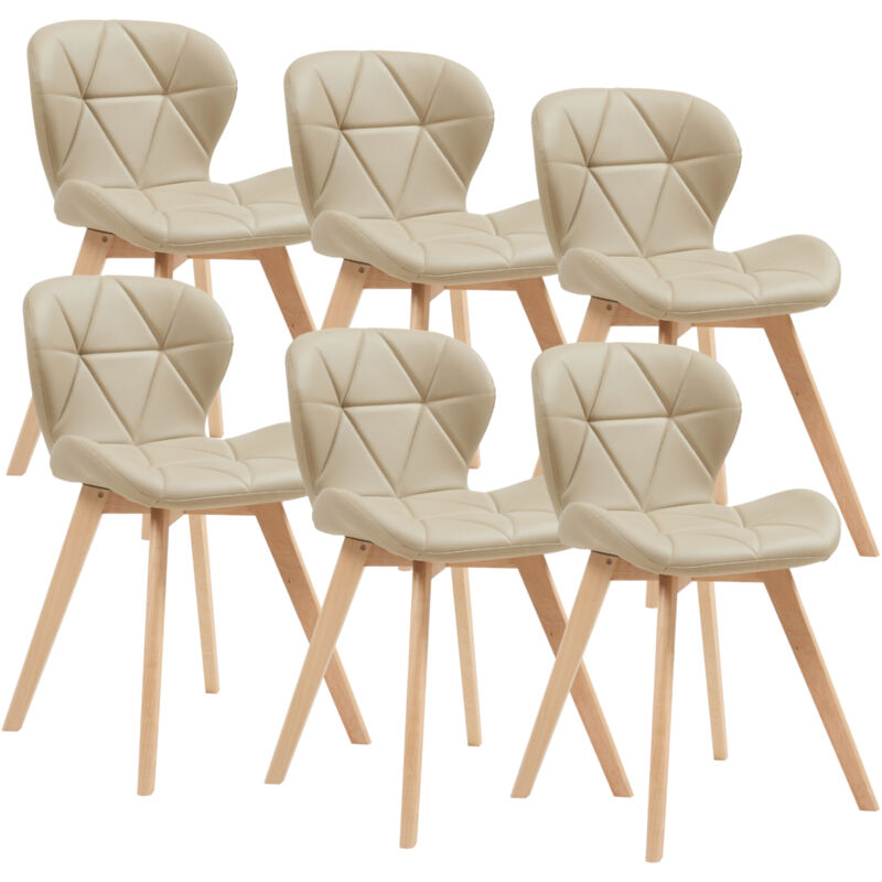 [en.casa] - Esszimmerstuhl Älmhult 6-er Set 78x47x52 Cm Kunstleder Beige