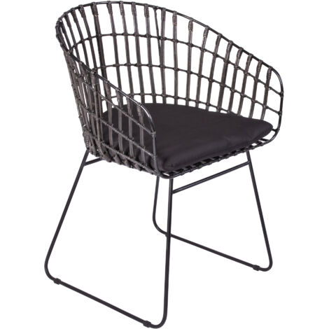 Esszimmerstuhl Armlehnenstuhl Rattan Farbe anthrazit inkl. Kissen LIMA