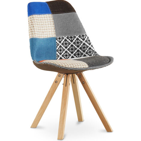 Esszimmerstuhl - Bezogen mit Patchwork -Pixi  Multicolor