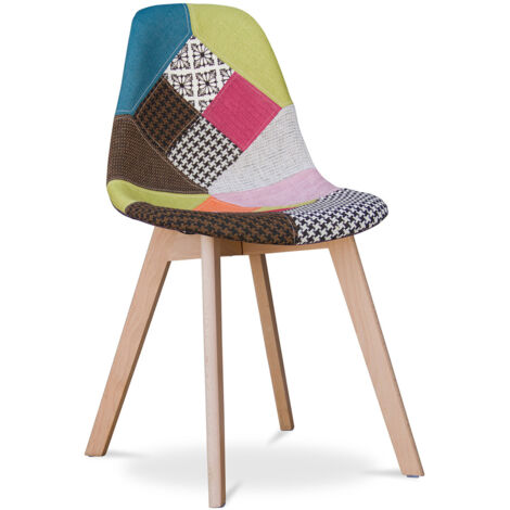 Esszimmerstuhl - Bezogen mit Patchwork - Simona Multicolor