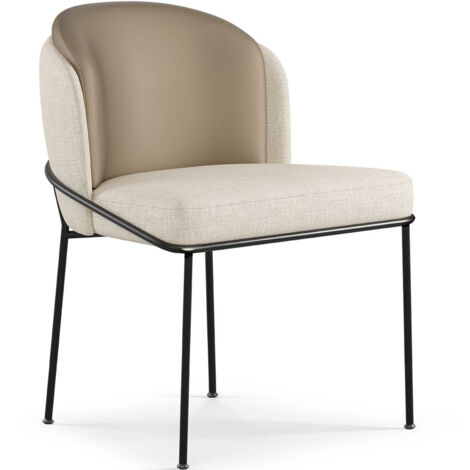Esszimmerstuhl - Bezogen mit Stoff - Amin Beige