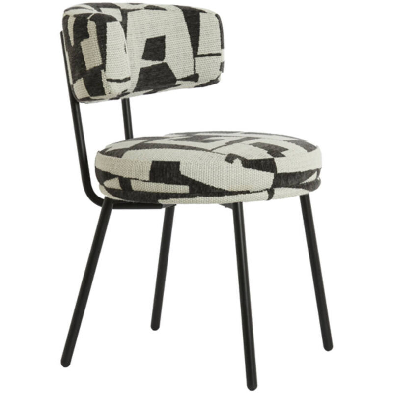 Esszimmerstuhl Creme Schwarz Matt Metallgestell Light & Living