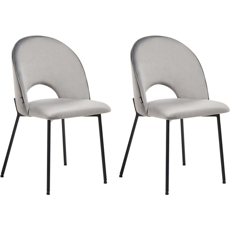 Beliani Esszimmerstuhl 2er Set Covelo Samtstoff Grau