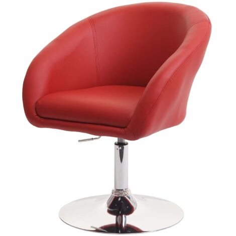 Esszimmerstuhl HHG-247, Küchenstuhl Stuhl Drehstuhl Loungesessel, drehbar höhenverstellbar Kunstleder rot