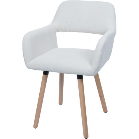 Esszimmerstuhl HHG-878 II, Stuhl Küchenstuhl Polsterstuhl, Holz Stoff/Textil Cord (400g/m²) MVG creme-weiß