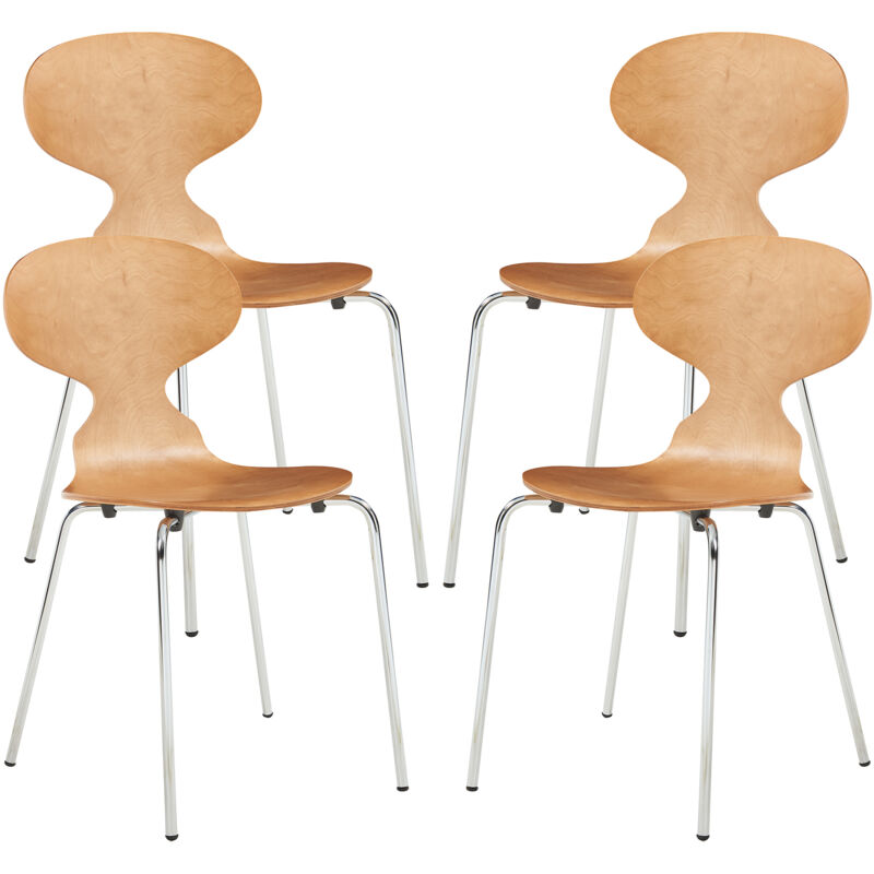 [en.casa] - Esszimmerstuhl Kil 4er Set Walnussoptik/chromfarben
