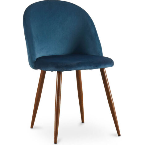 Esszimmerstuhl - Mit Samt gepolstert - Skandinavisches Design - Evelyne Dunkelblau