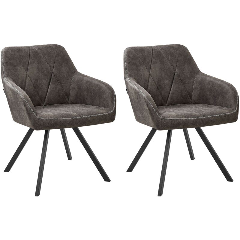 Beliani Esszimmerstuhl 2er Set Grau Polsterbezug Modern/retro