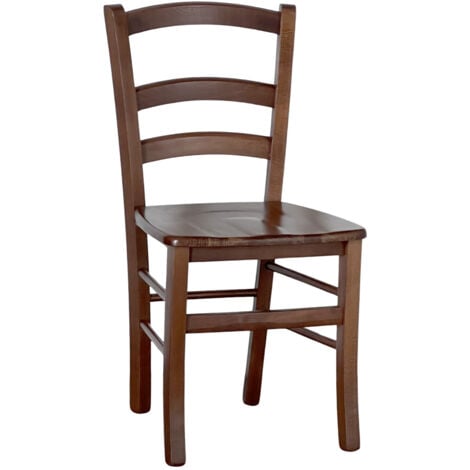 OKAFFAREFATTO Esszimmerstuhl venezia aus dunklem Nussbaumholz mit massiver Sitzfläche