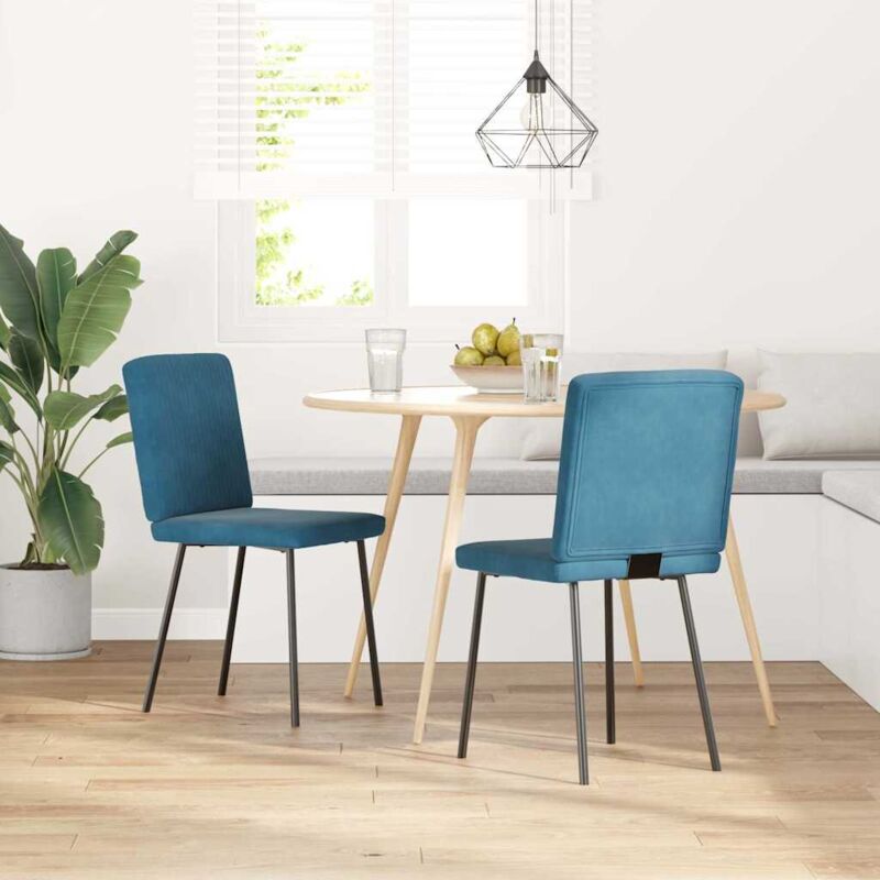 Esszimmerstühle 2 Stk. Blau Samt - Vidaxl