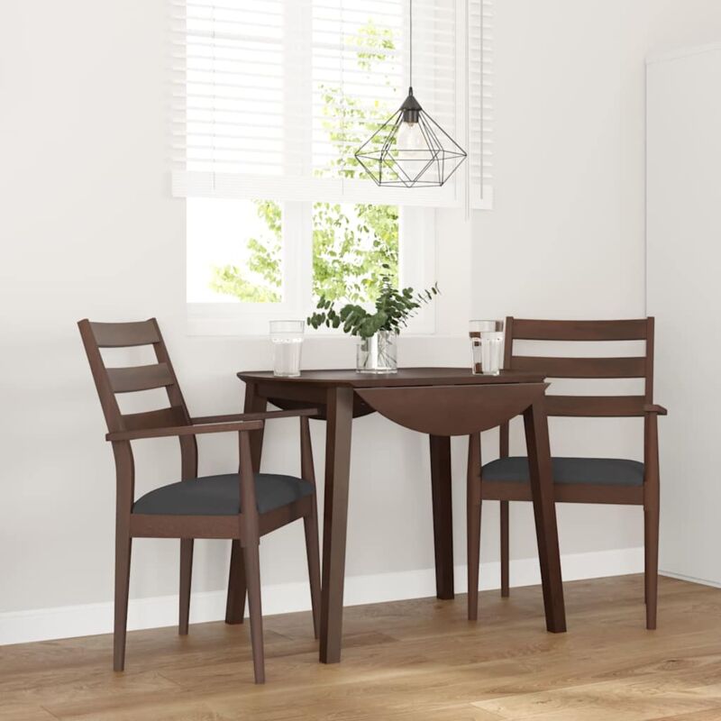 Vidaxl - Esszimmerstühle Mit Kissen 2 Stk. Braun Massivholz Gummibaum