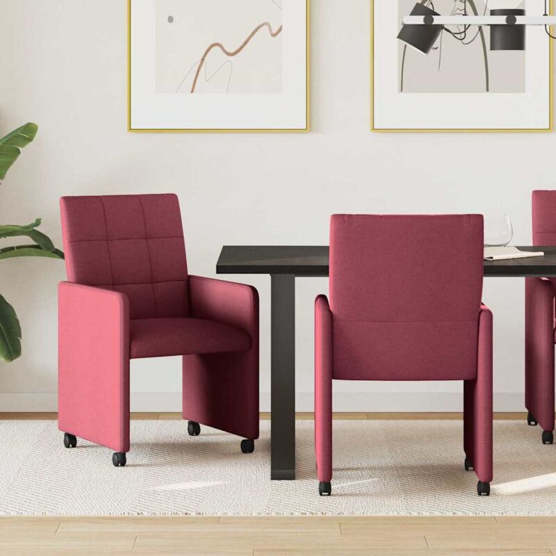 Esszimmerstühle Mit Rollen 2 Pcs Weinrot 58 X 65 X 94 Cm Stoff Vidaxl