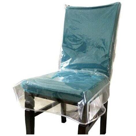 Esszimmerstuhlhusse aus Kunststoff mit Rückenlehne, wasserdichte transparente PVC-Hülle, passend für 57,5 ​​x 50 cm (1 Packung)
