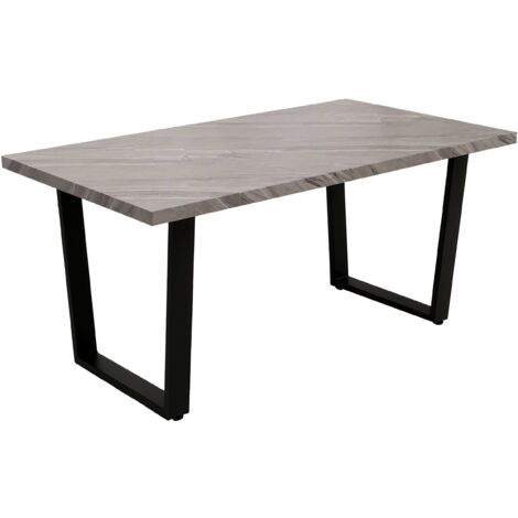 Esszimmertisch HHG-246, Tisch Küchentisch Esstisch, Industrial MDF Metall 160x90cm Marmor-Optik grau