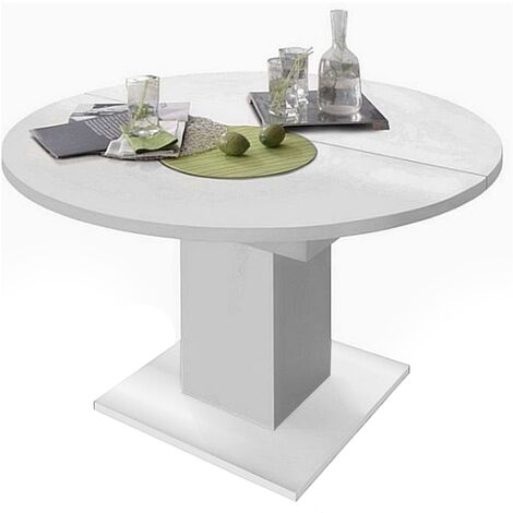 Esszimmertisch Küchentisch Speisezimmer 120 cm rund weiß matt / Edelstahloptik...