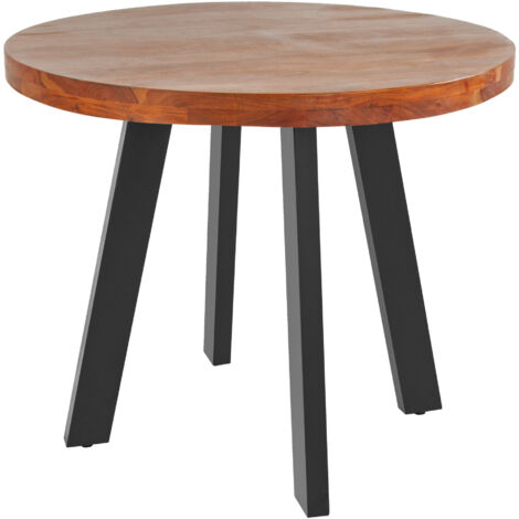 Esszimmertisch rund 120 cm Akazienholz nussbaumfarben schwarz SOPHIA