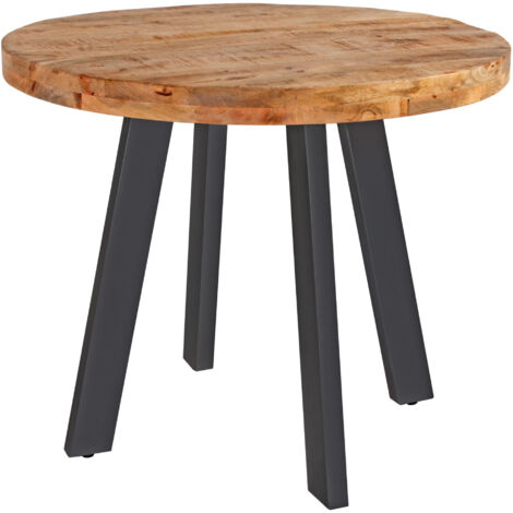 Esszimmertisch rund 120 cm Mangoholz naturfarben schwarz Adelina