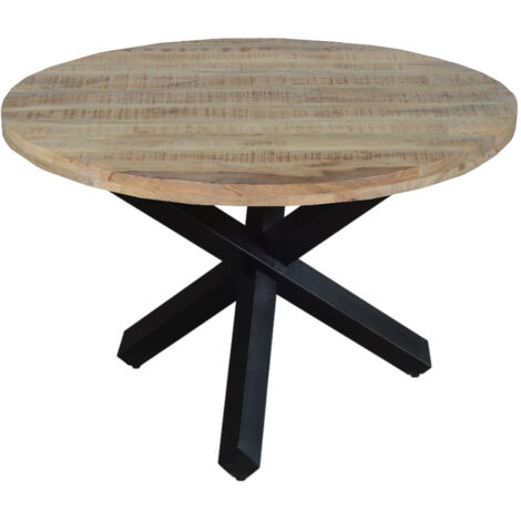 Esszimmertisch rund 130 cm Mangoholz Natur Schwarz RUNIS