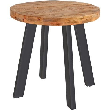 Esszimmertisch rund 80 cm Mangoholz naturfarben schwarz Adelina